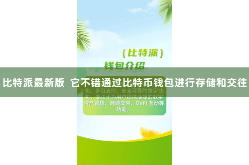 比特派最新版  它不错通过比特币钱包进行存储和交往